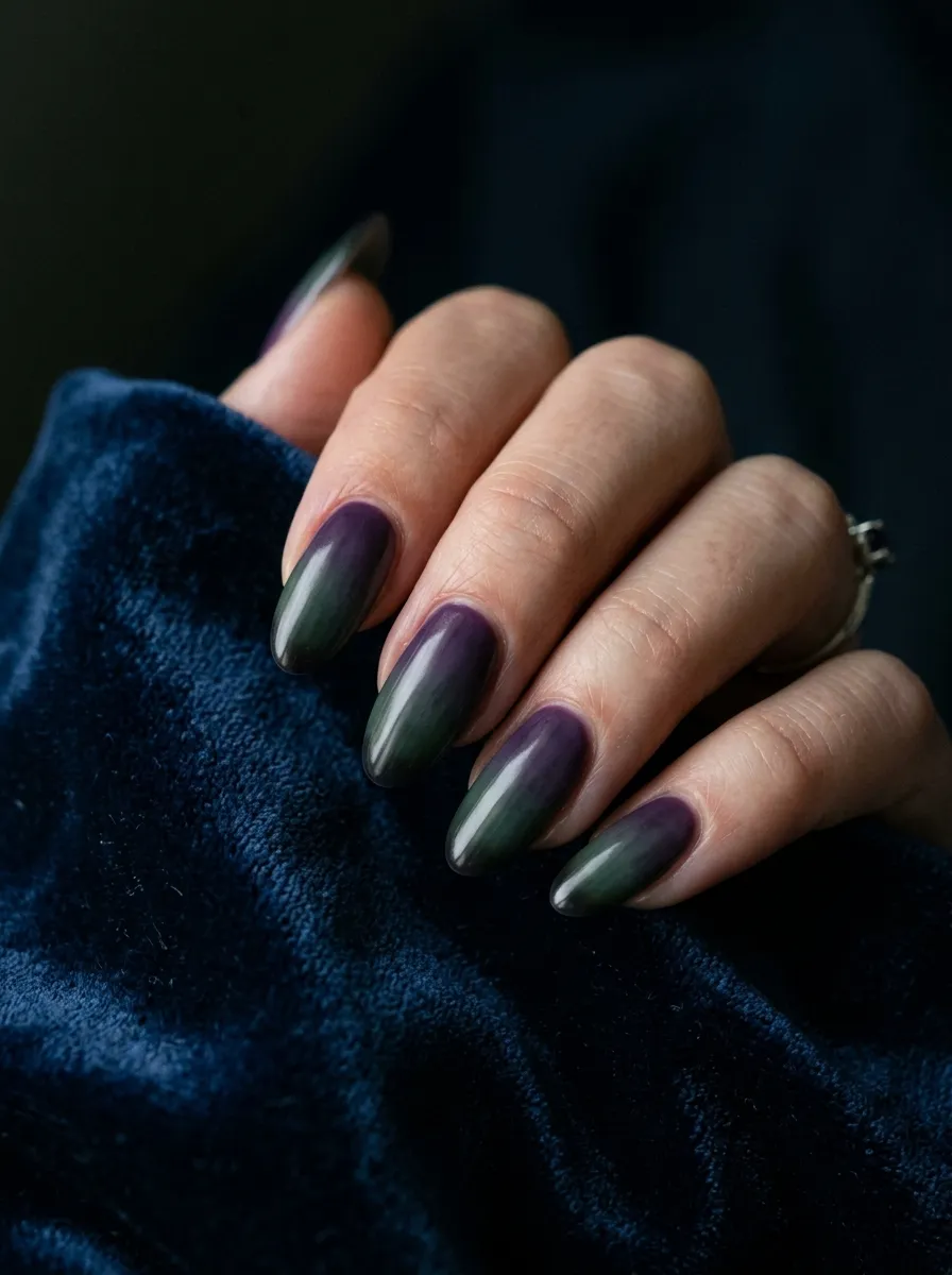 Gradient Purple Storm Sky Nails