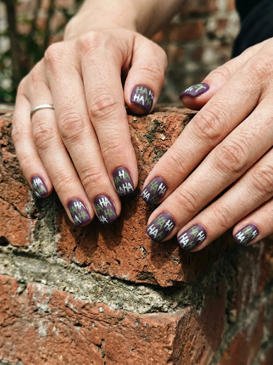 Ha Ha Ha Text Nails