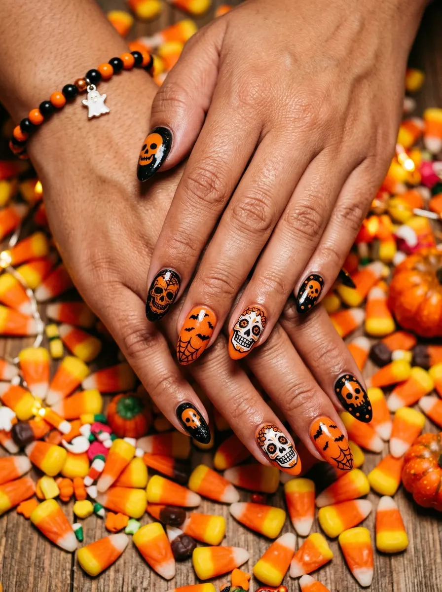 Halloween Skull Nails