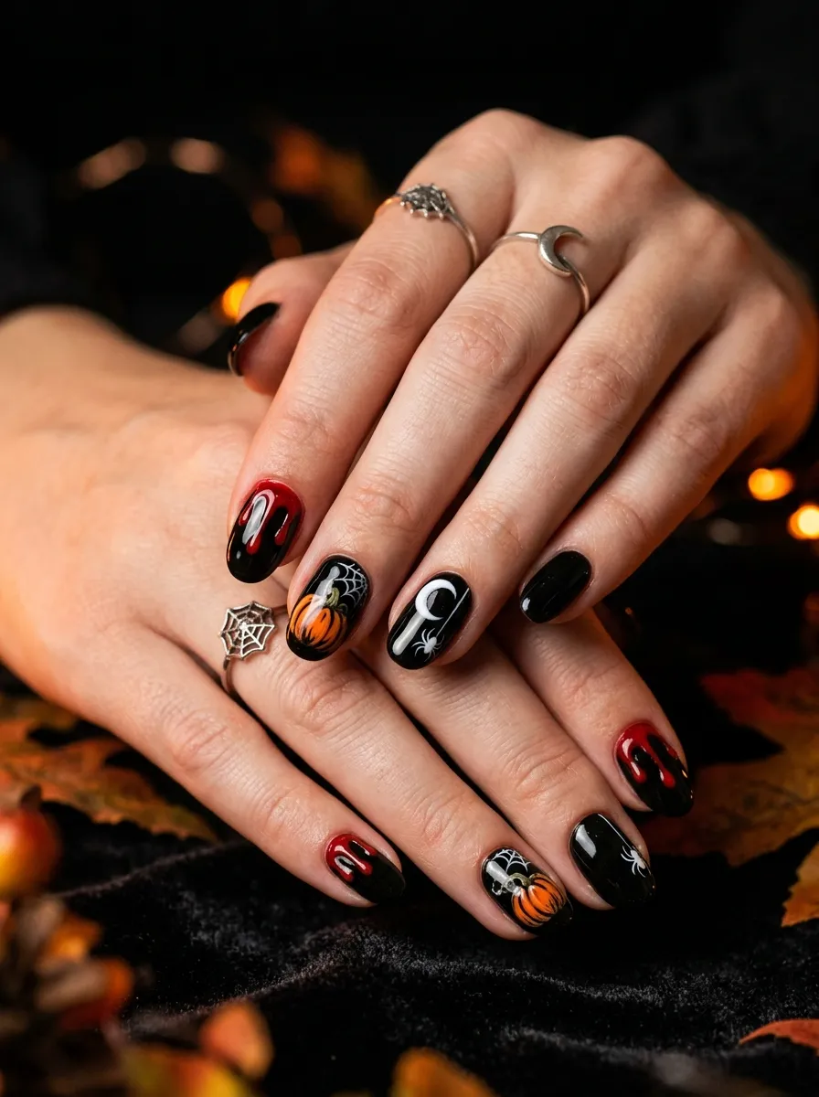 Halloween Themed Blood Drip Nails