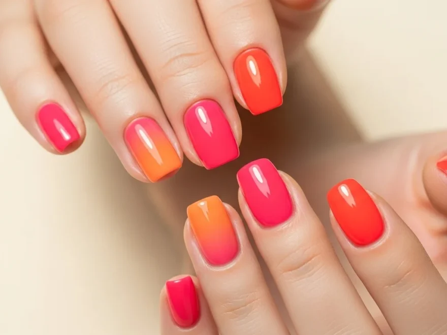 Pink and Orange Nail Ideas