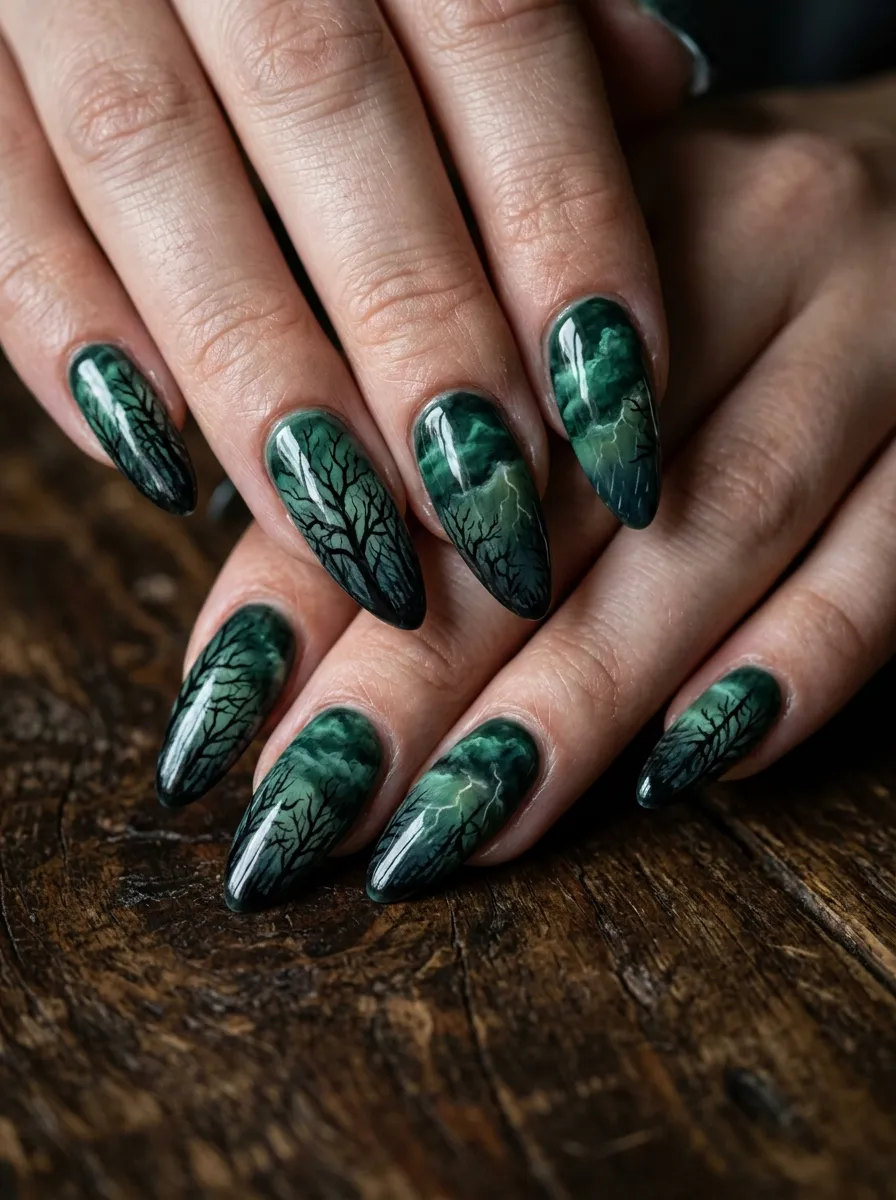 Haunted Forest Nail Scene