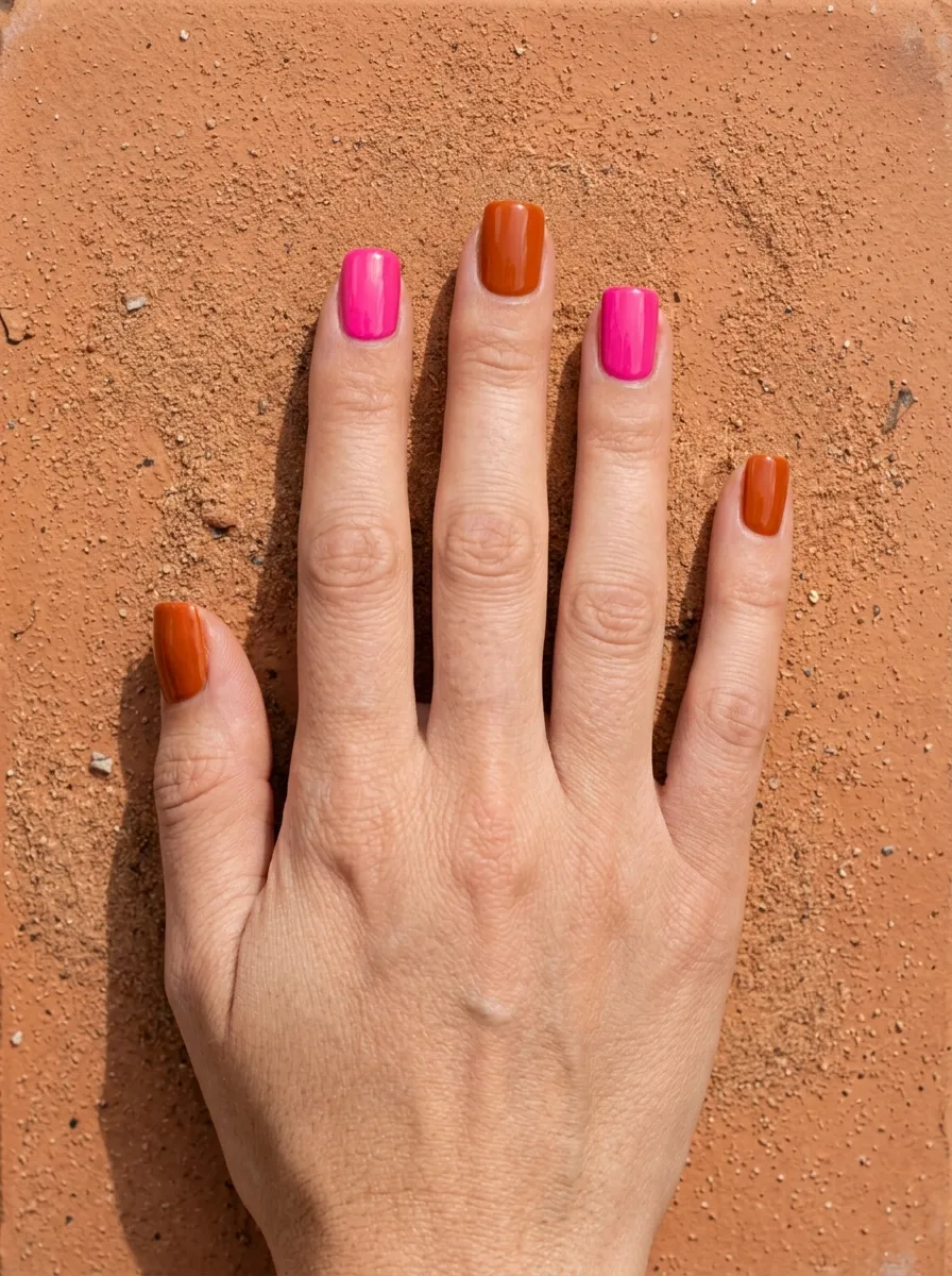 Hot Pink and Burnt Orange Color Block