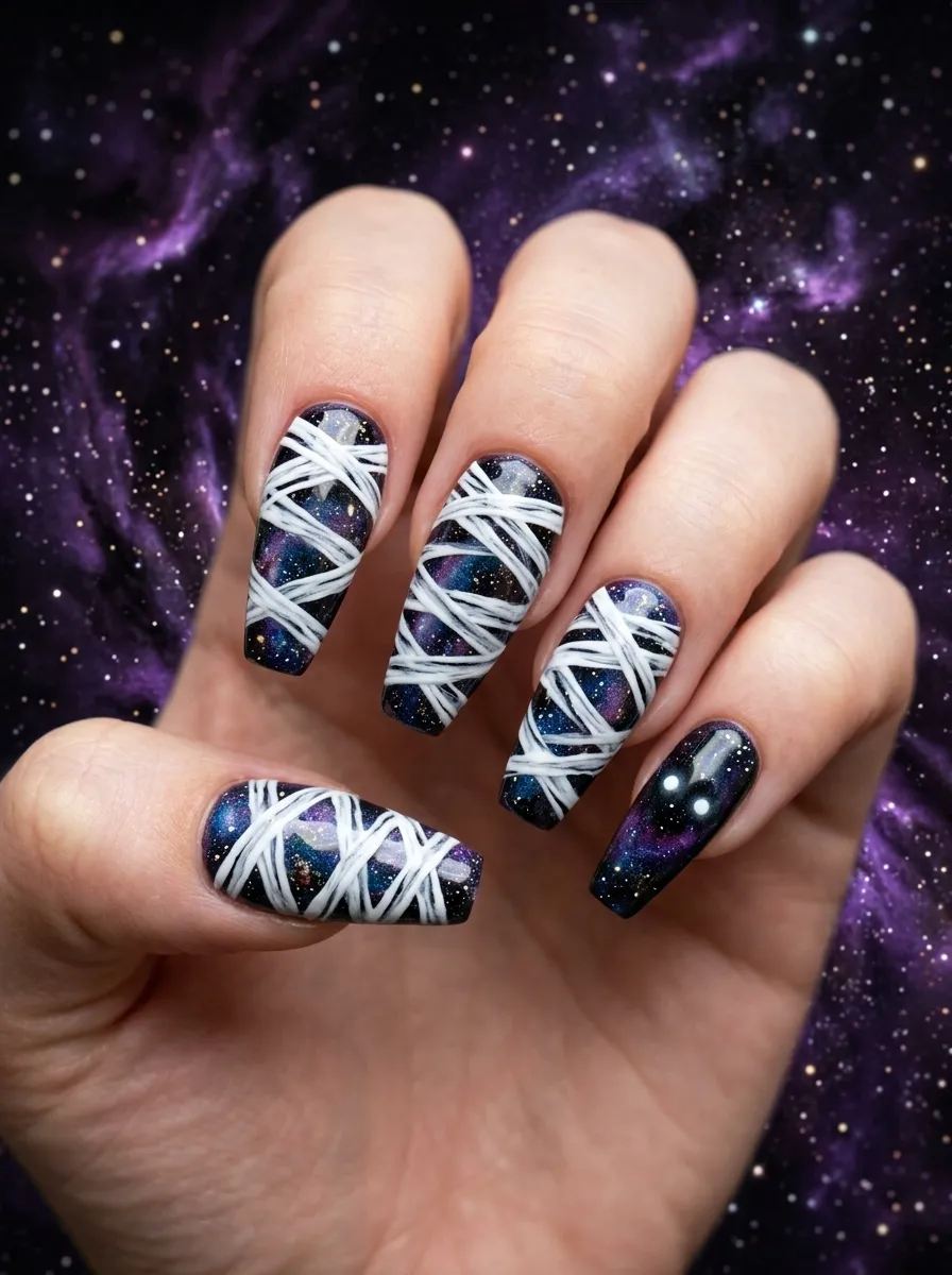 Mummy Nails with Galaxy Background