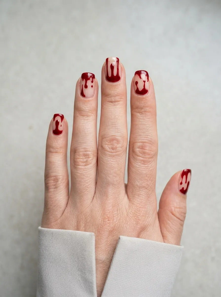 Negative Space Blood Drip Nails