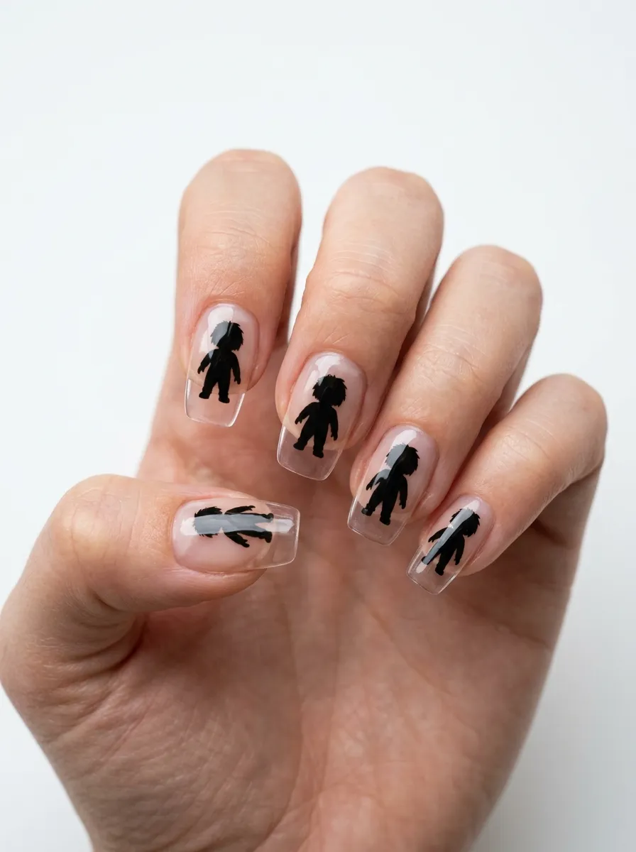Negative Space Chucky Silhouette Nails