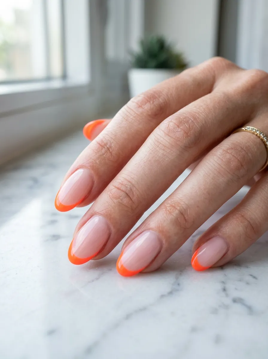 Neon Orange Tips with Pink Base