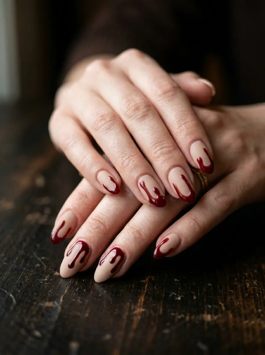 Nude Base With Dripping Blood Tips