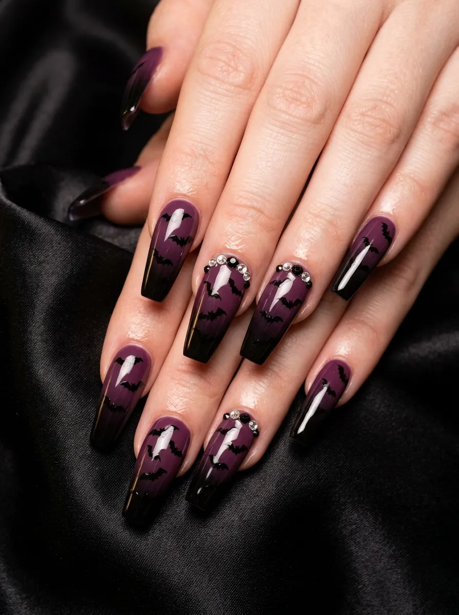Ombre Bats with Rhinestone Accents