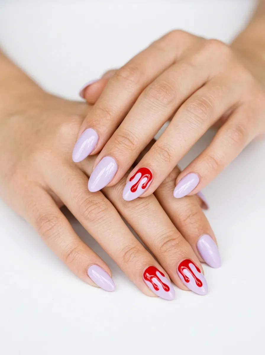 Pastel Blood Drip Nails