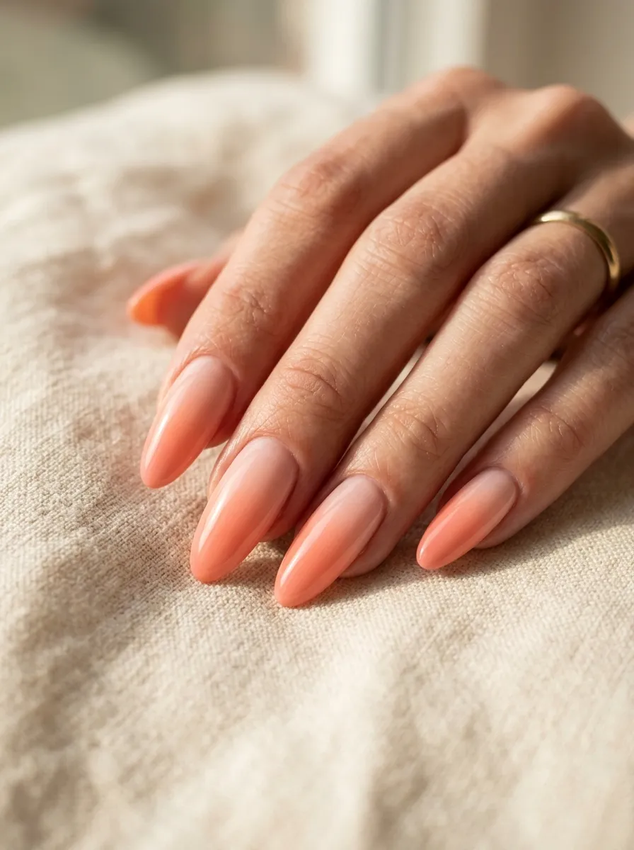 Peachy Pink Ombre Nails