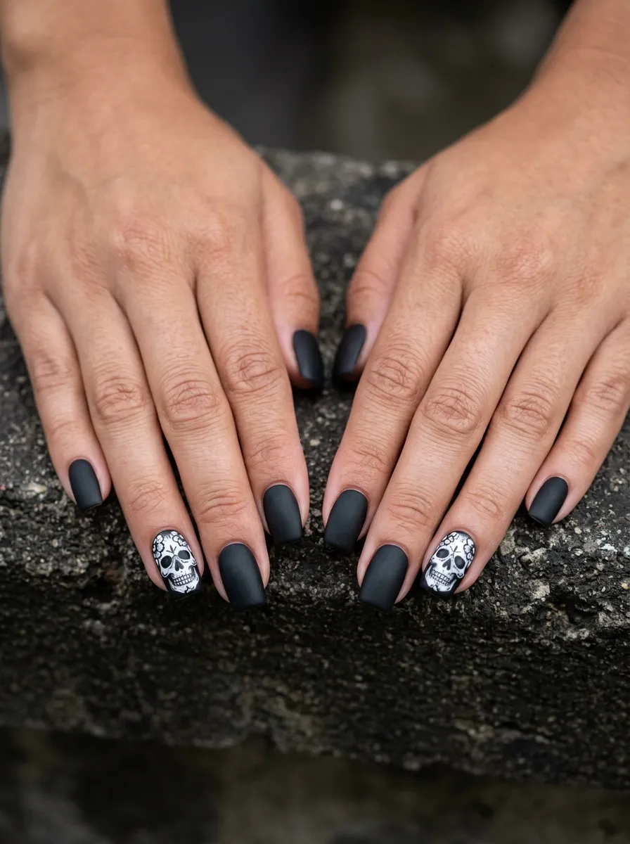 Skull Accent Nails