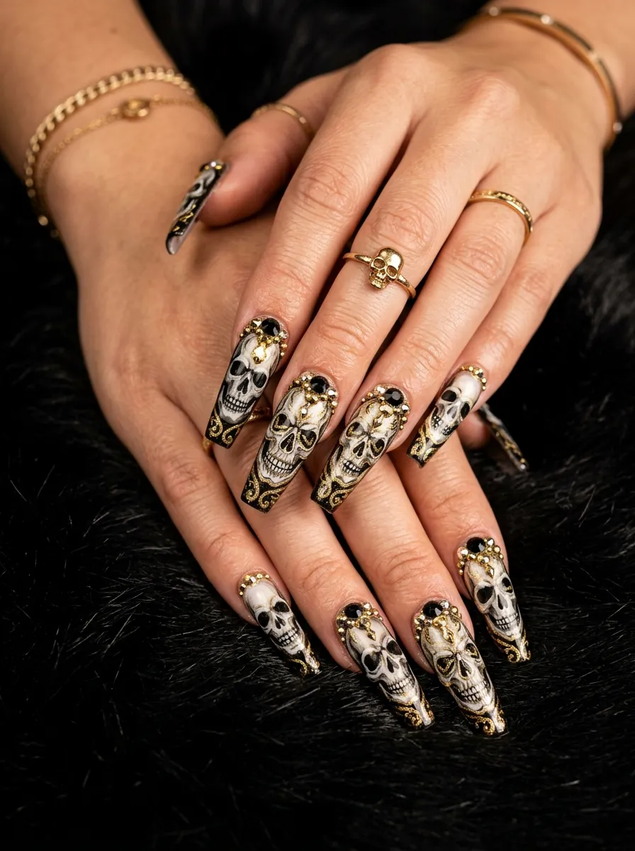 Skull Coffin Nails