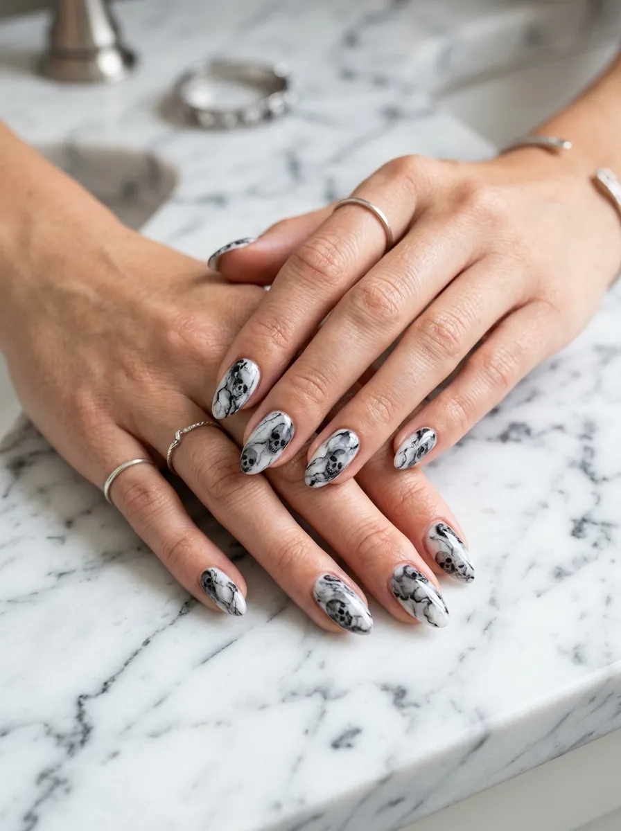 Skull Marble Nails
