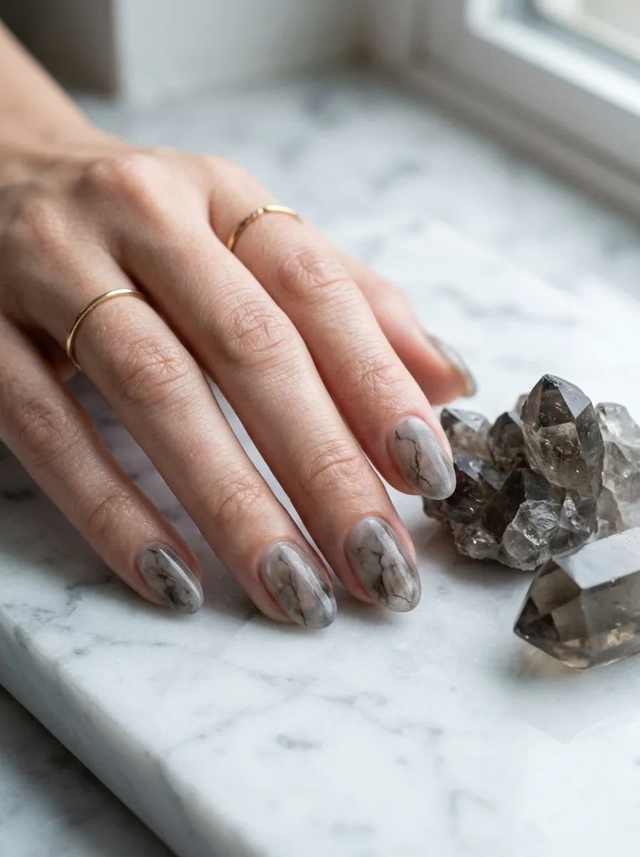 Smoky Quartz Crystal Nails