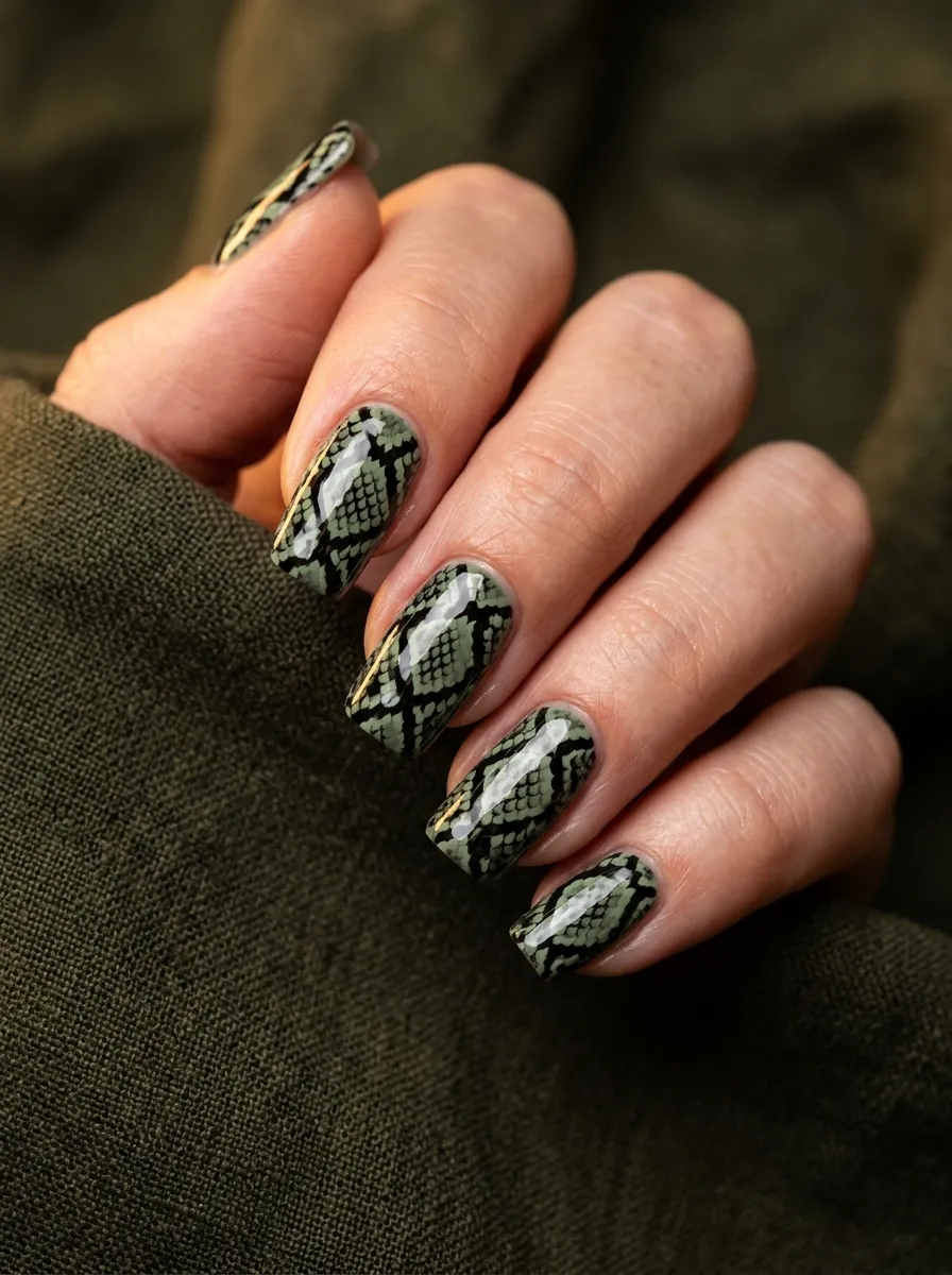 Snake Skin Texture Nails