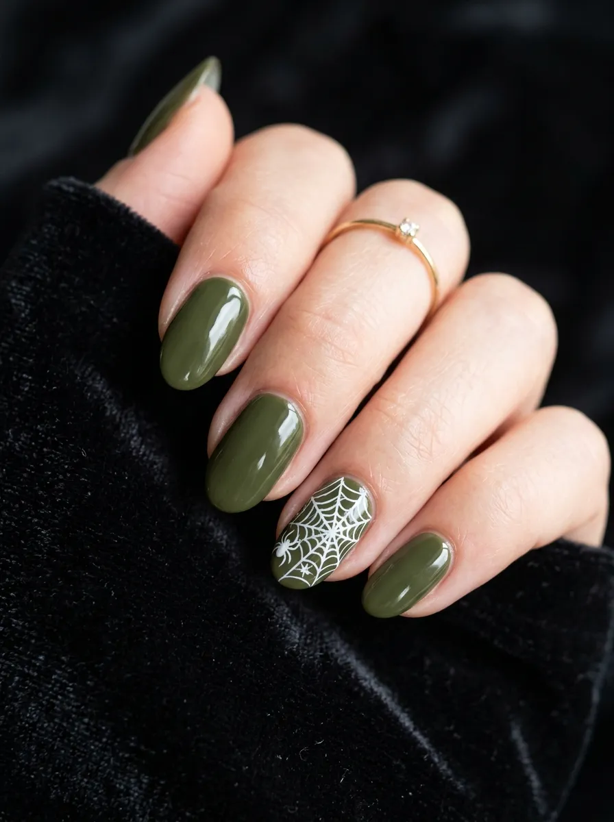 Spider Web Accents on Green