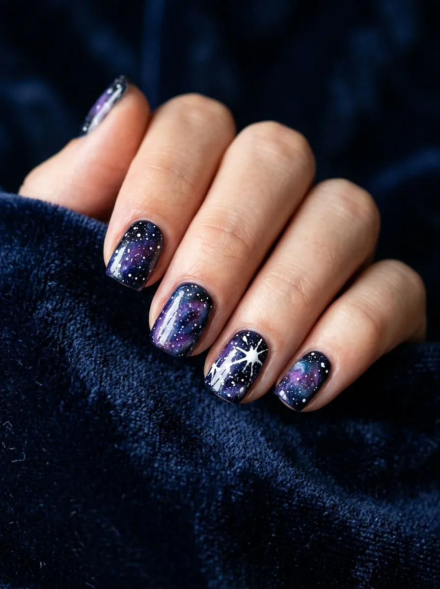 Starry Night Galaxy Nails
