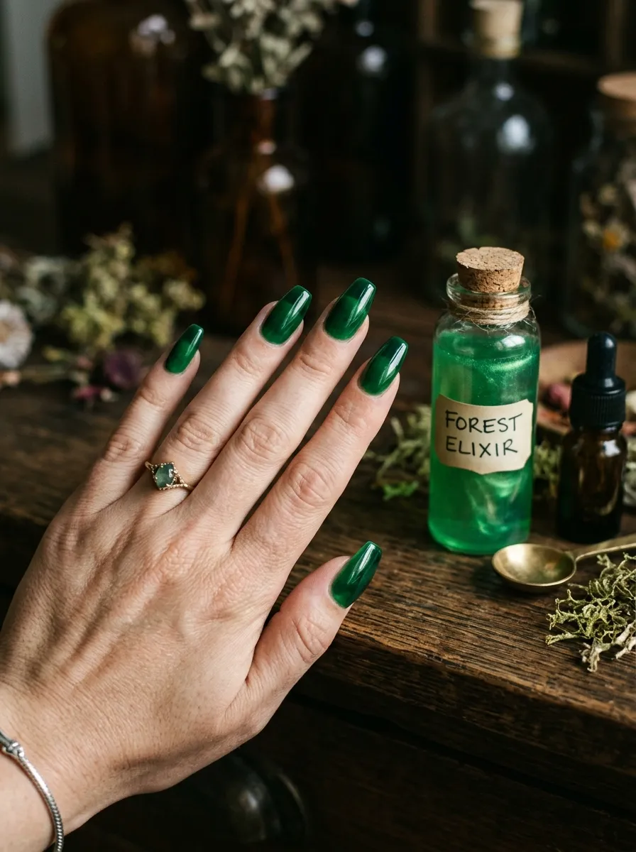 Witchy Green Potion Nails