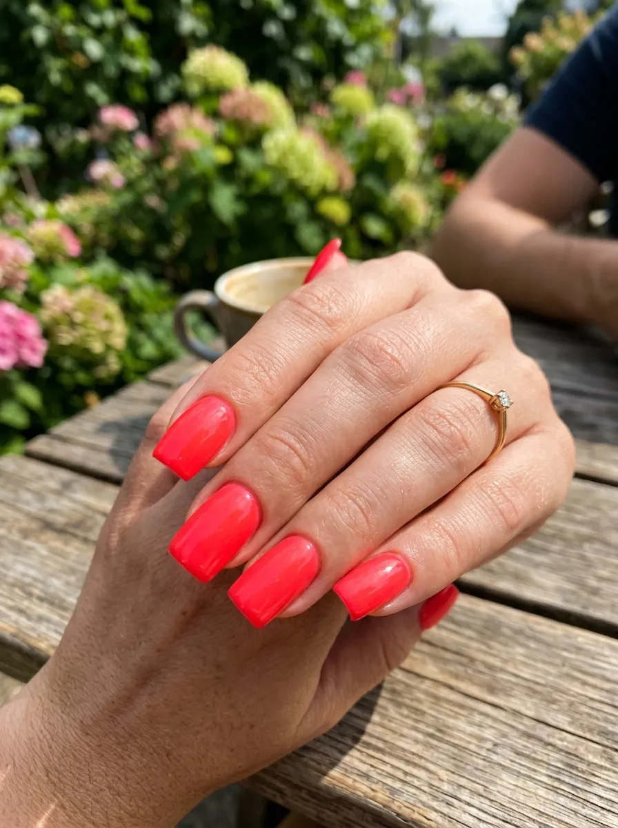 Neon Red Coral Burst