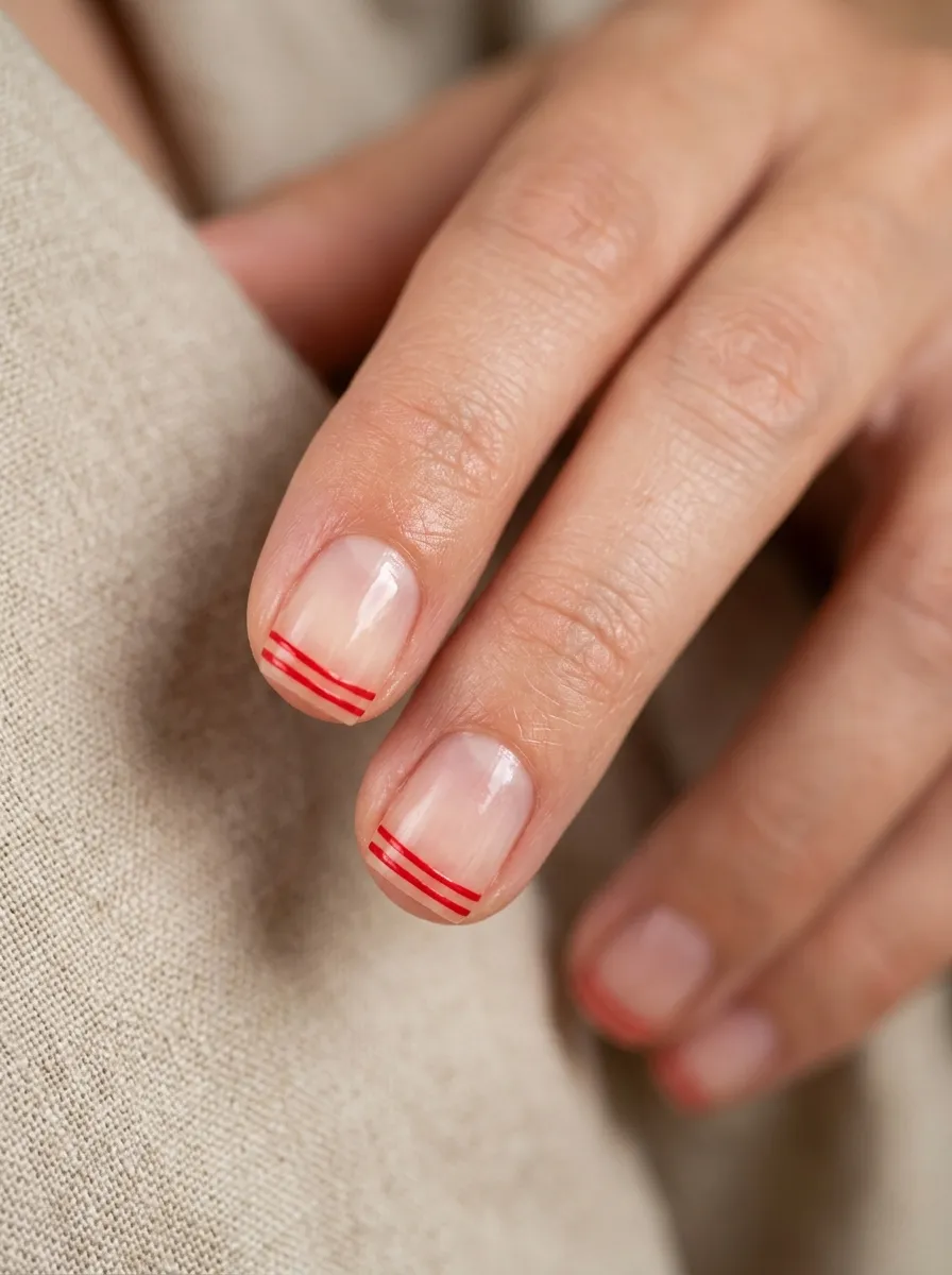 Red Double French Lines