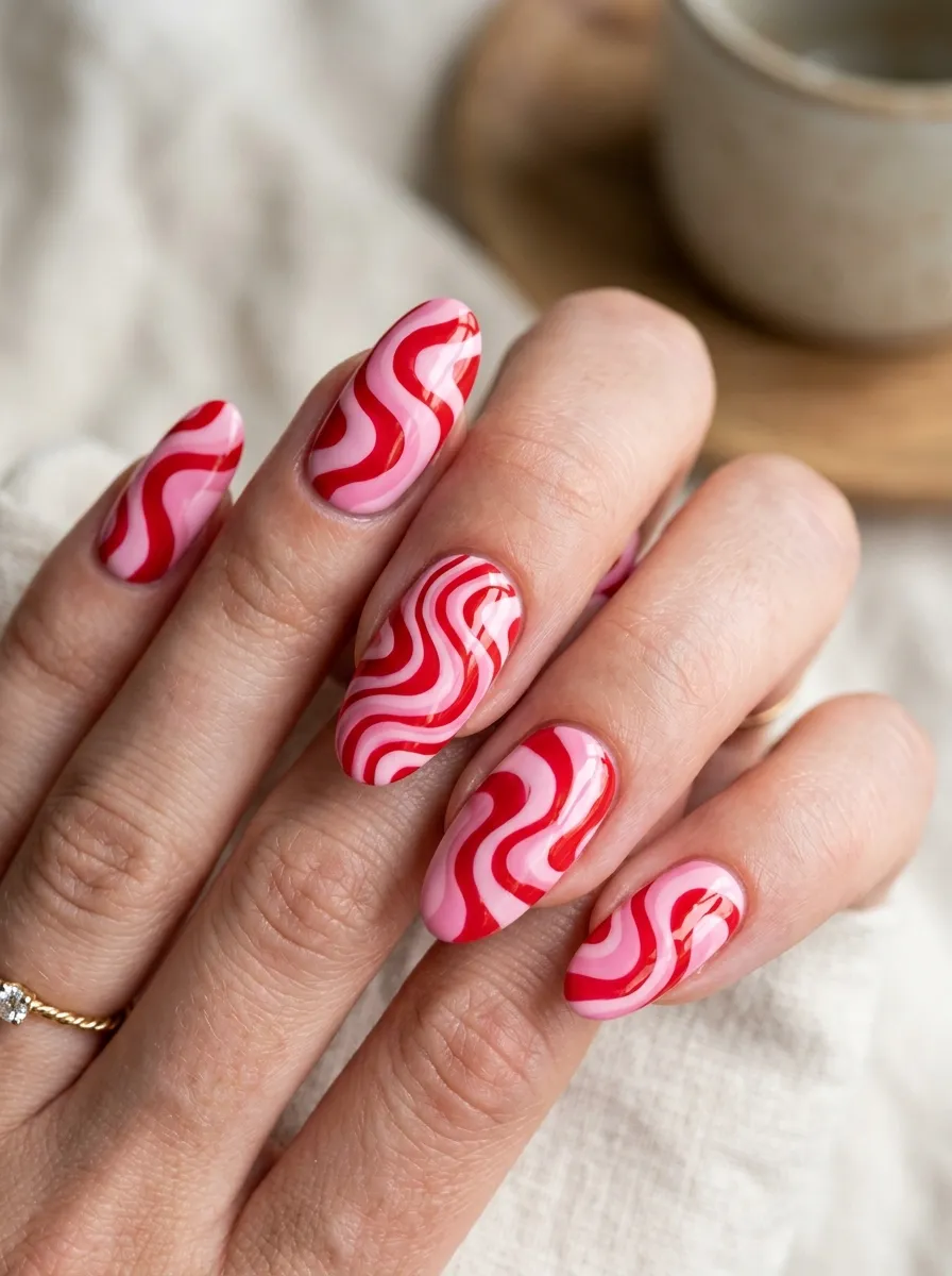 Pastel Pink and Red Swirls