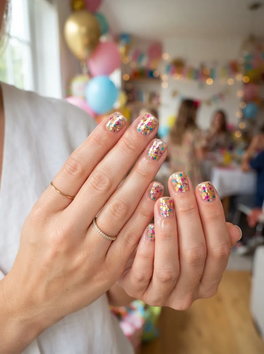 Birthday Foil Confetti Nails