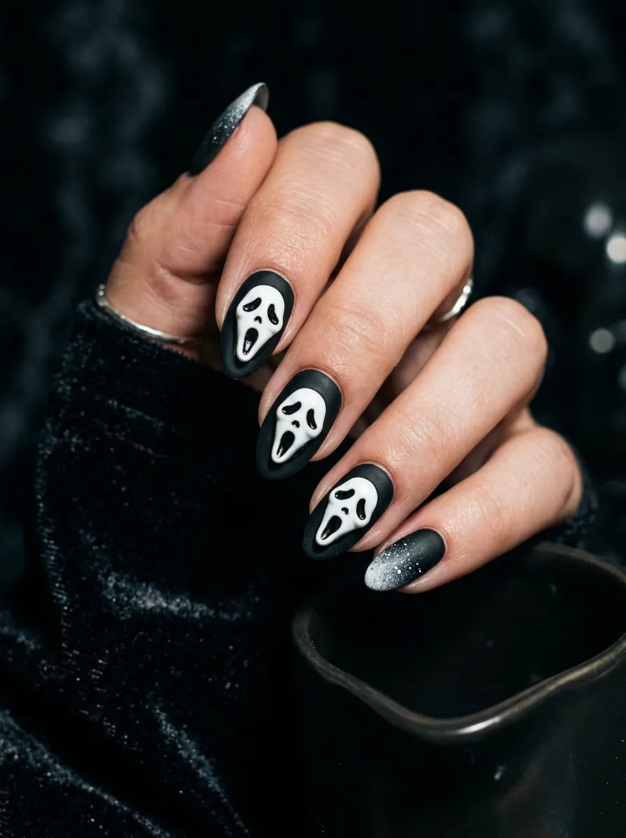 3D Ghostface Mask Nails