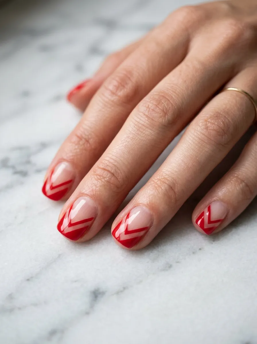 Minimalist Red Half-Chevrons