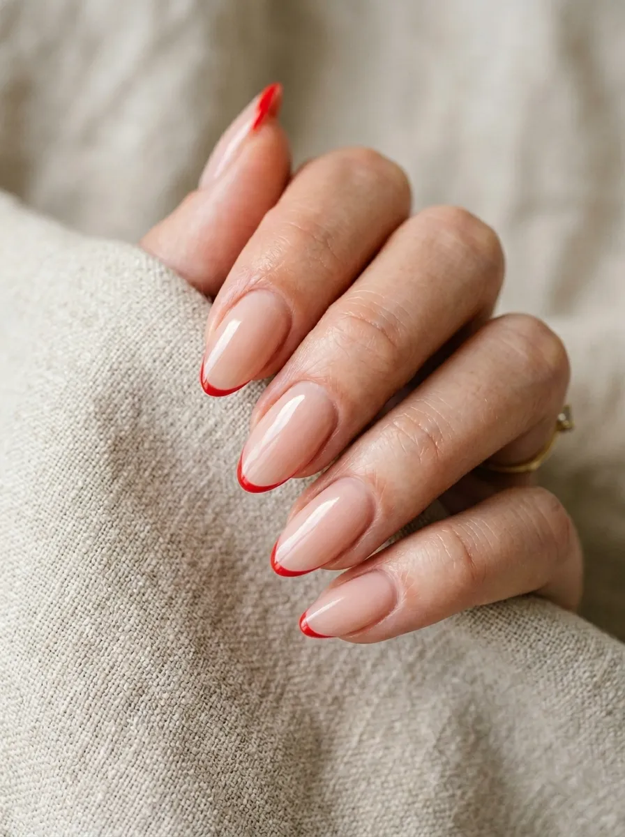 Poppy Red Micro-French Tips