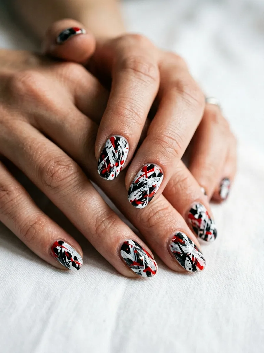 Abstract Horror Brushstroke Nails