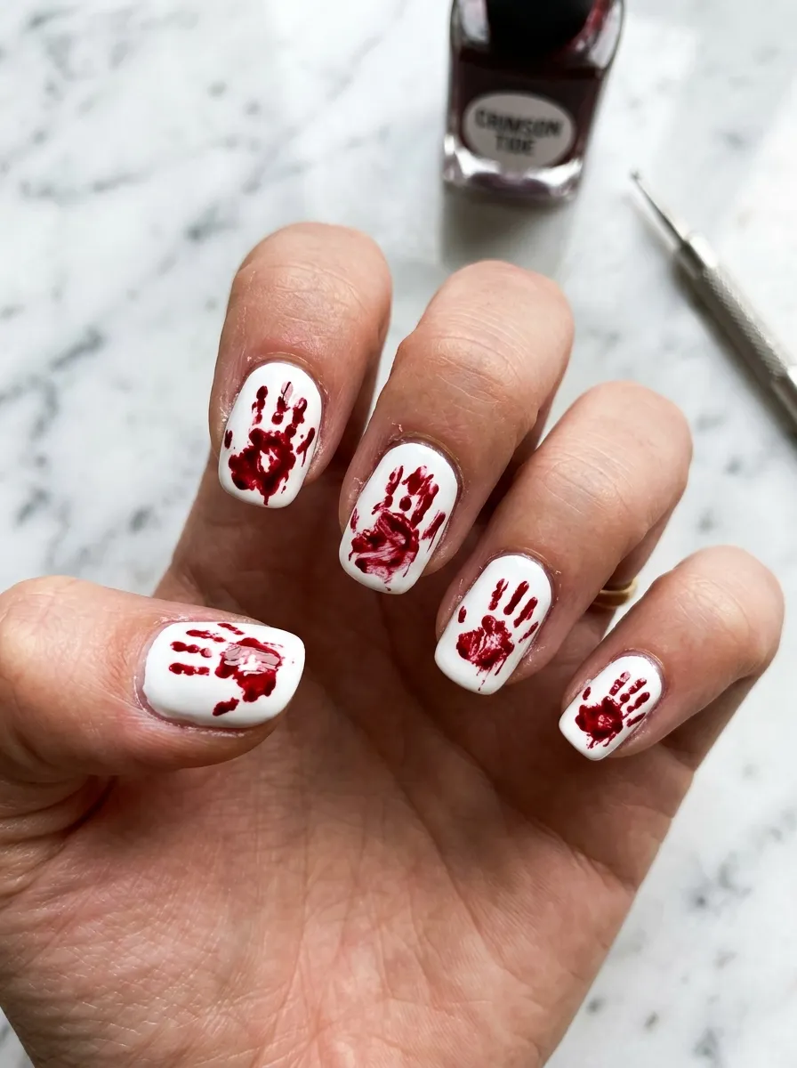 Bloody Handprint Nails