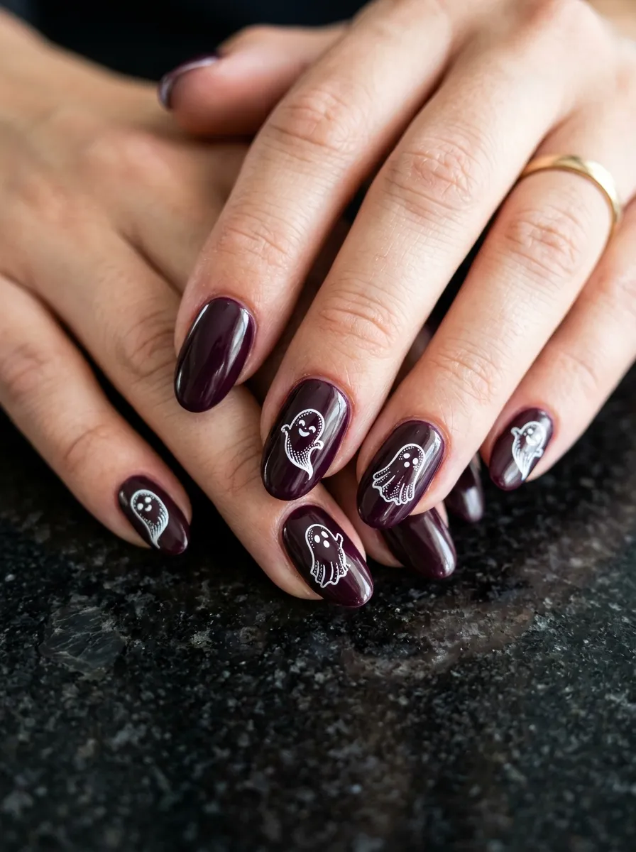 Ghost Nail Stamping Design