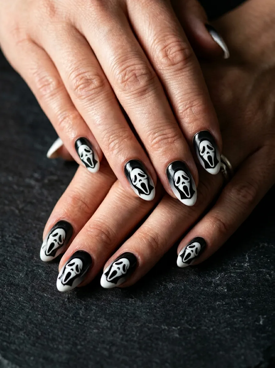 Ghostface Ombre Nails