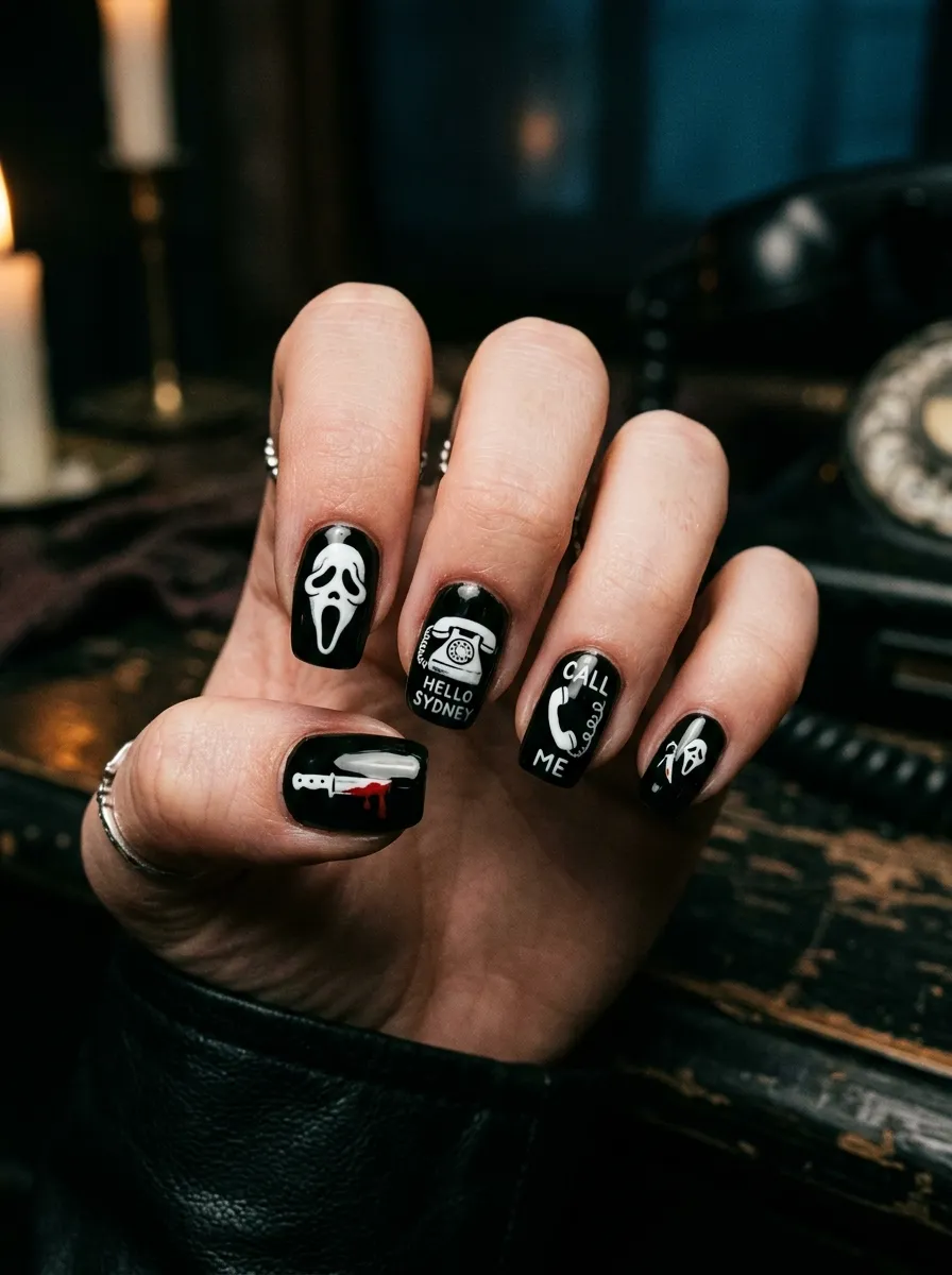 Ghostface Phone Call Nails