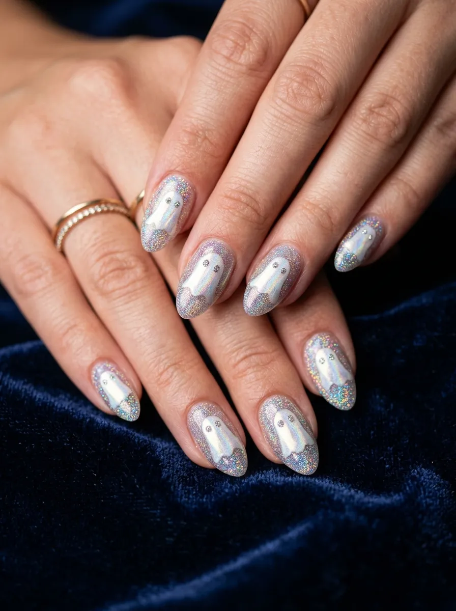 Glitter Ghost Nails