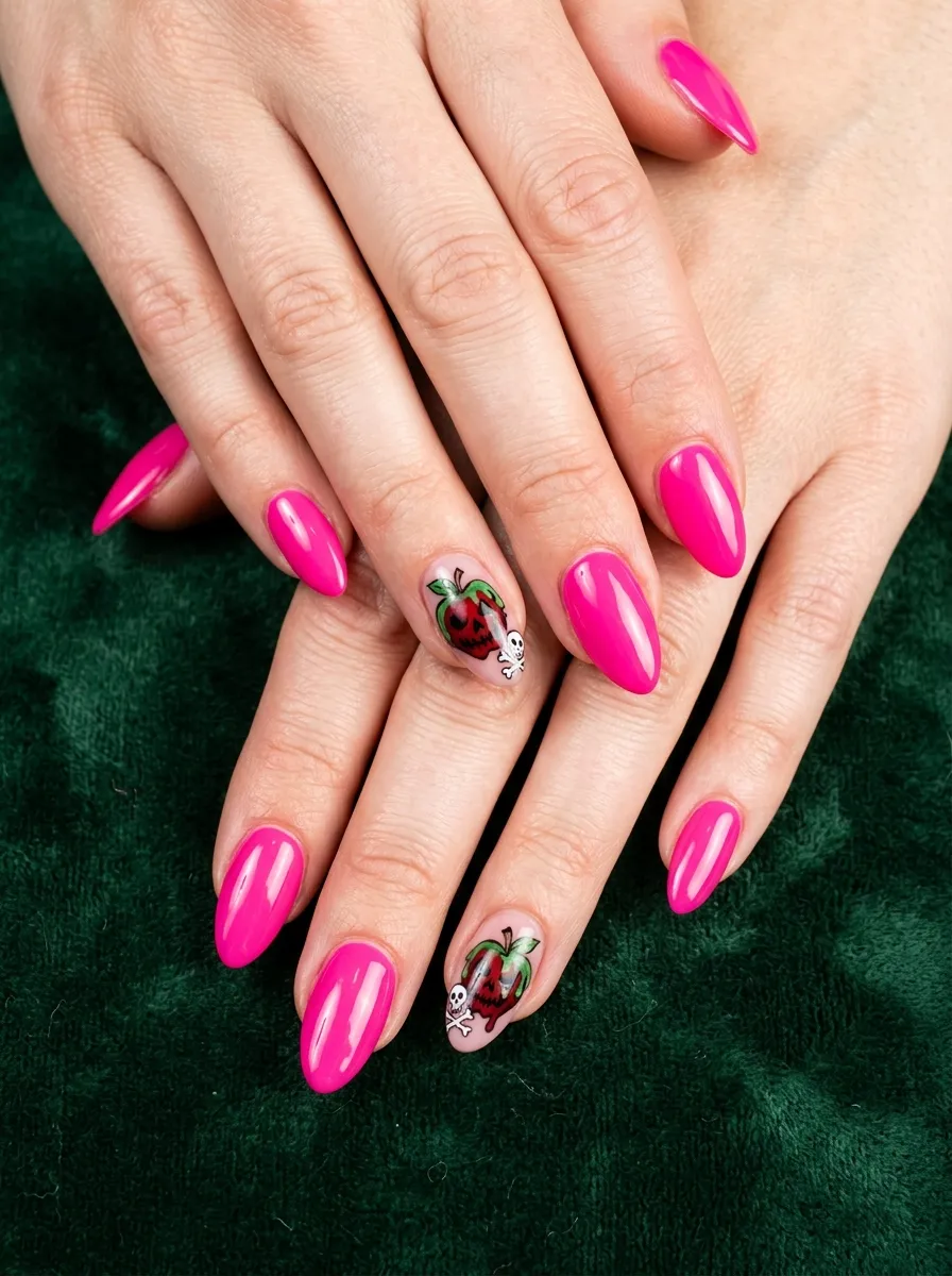 Hot Pink Poison Apple Nails