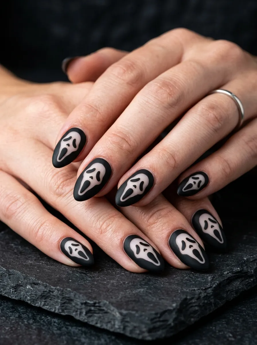 Negative Space Ghostface Nails