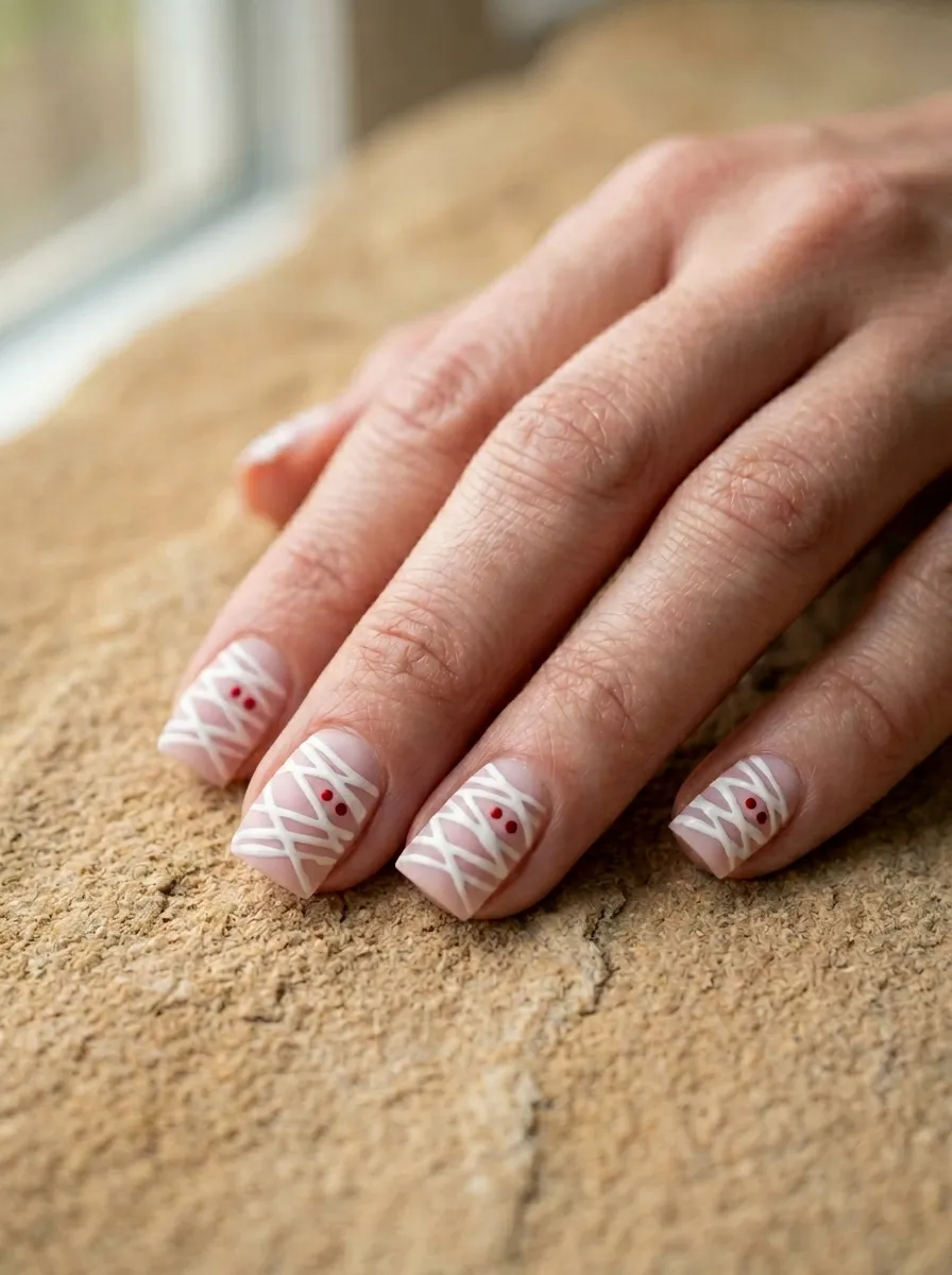 Pink Mummy Wrap Nails