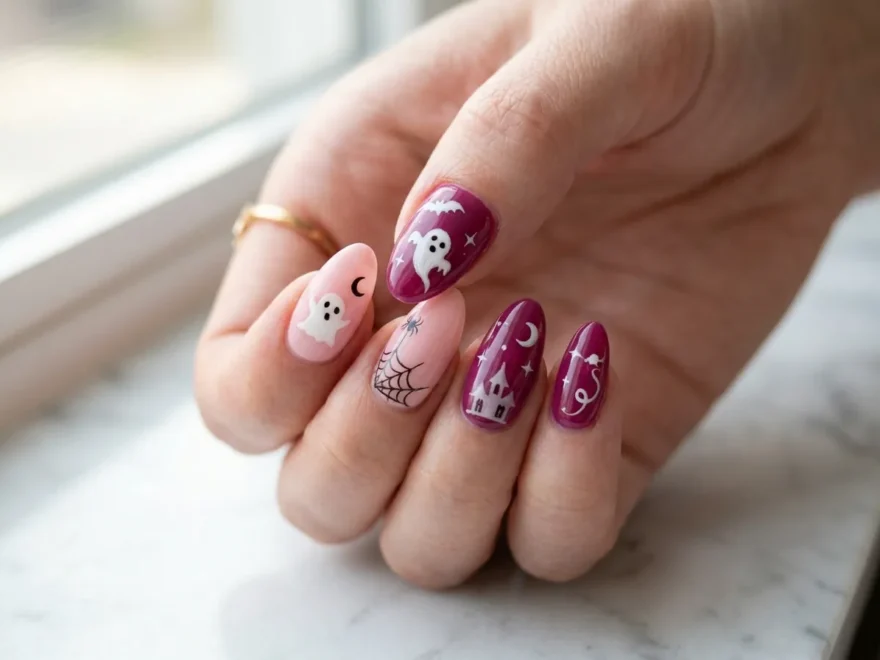 Pink Spooky Nail Ideas
