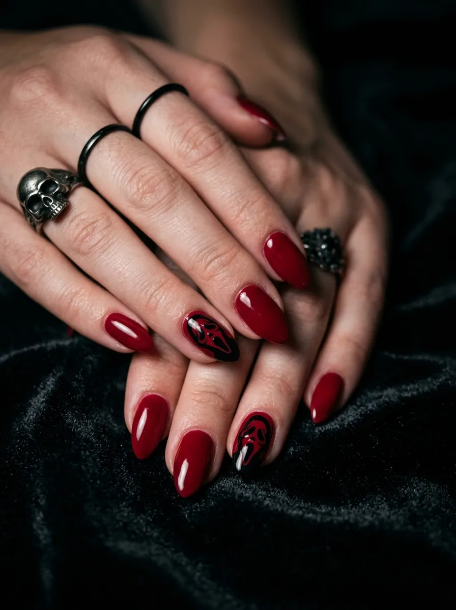 Red and Black Scream Queen Nails