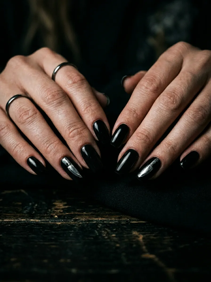 Silver Knife Accent Nails