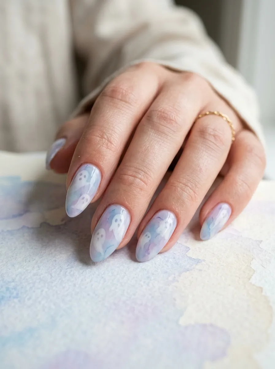 Watercolor Ghost Nails