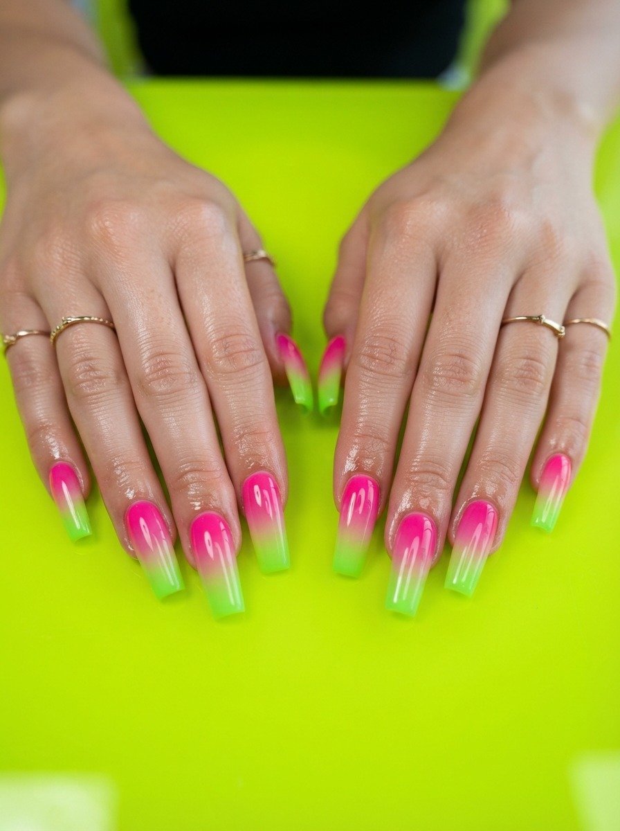 Fuchsia to Lime Green Ombre