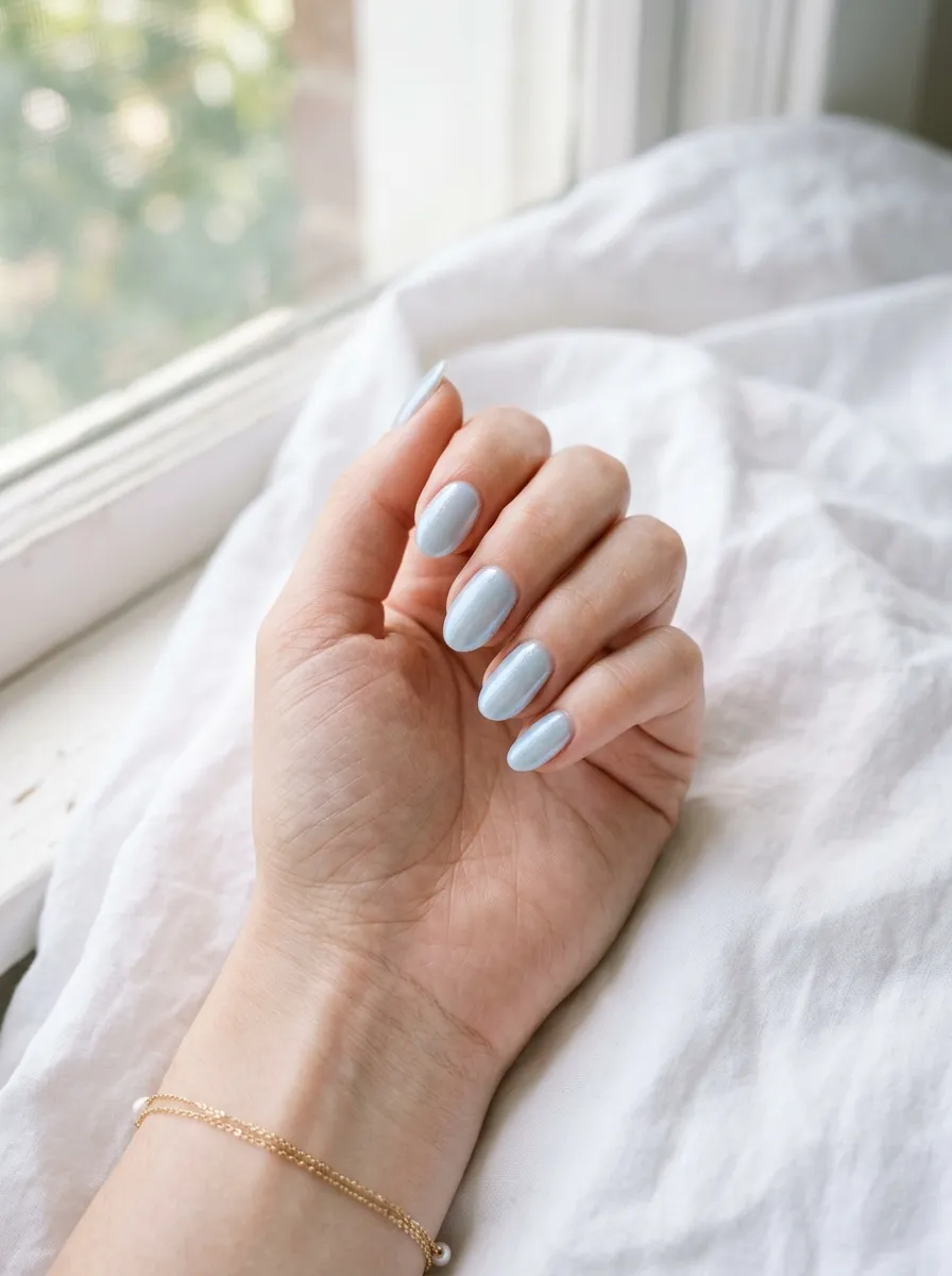 Baby Blue Glazed Nails
