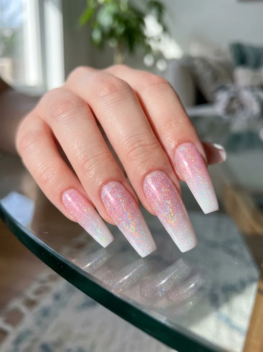 Pink Ombre with Holographic Glitter Dust
