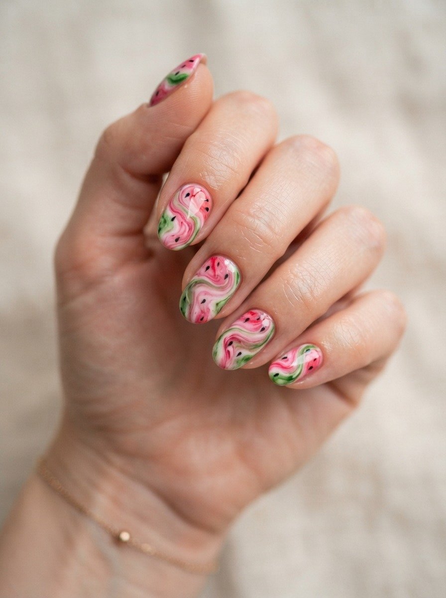 Watermelon Marble Effect