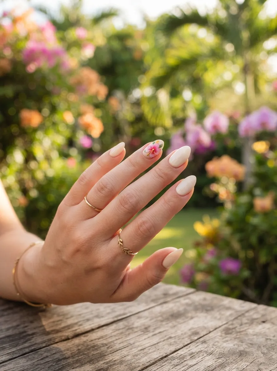 Tropical Hibiscus Nails