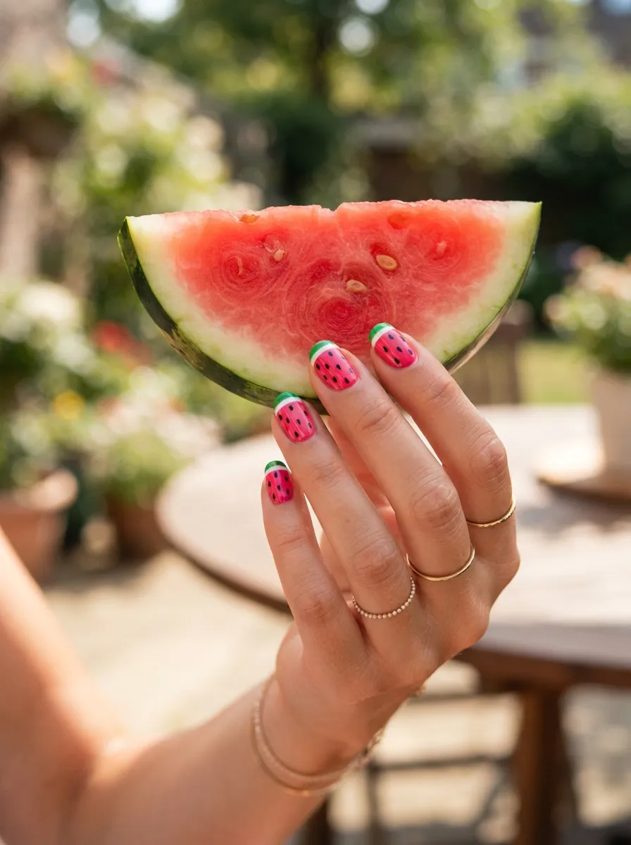 Watermelon Pink Nails