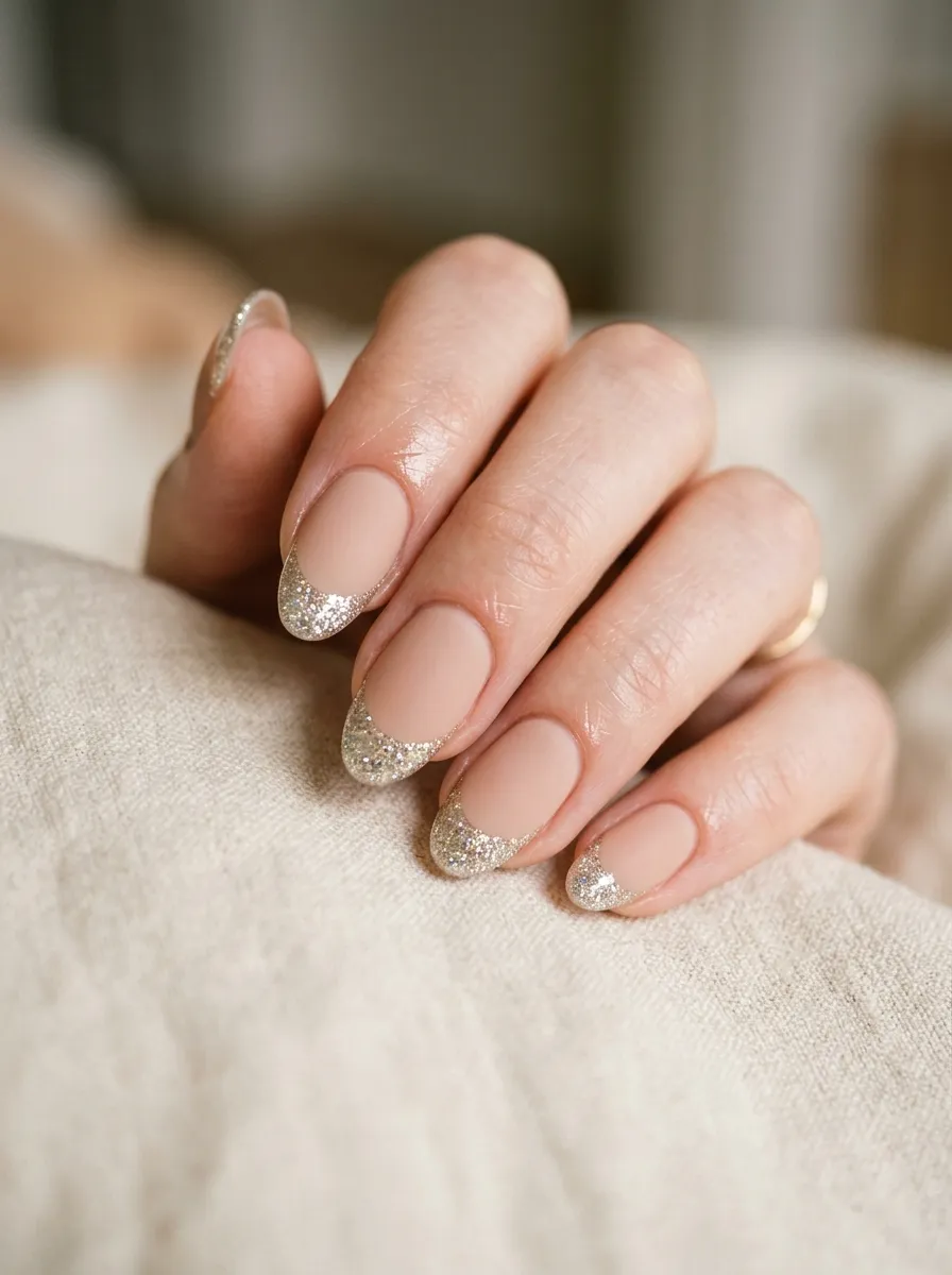 Glitter Tips With Matte Base
